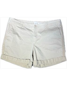 A New Day Stretch Khaki Chino Shorts Cuffed Size 16